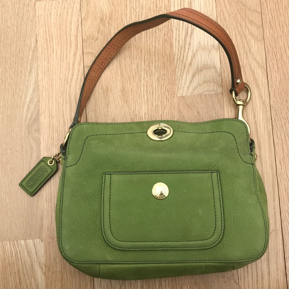 Coach rare green pebbled leather bag
